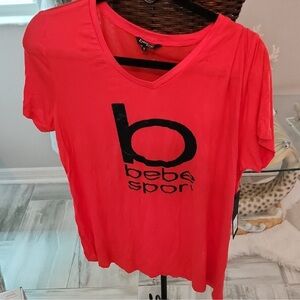 bebe Sport Red Short Sleeve Tee